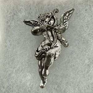 SILVER TONE SLIDE PENDANT PIN CHERUB ANGEL CUPID'S BOW ARROW SCARF CLIP NEW